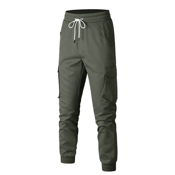 AWZXDE Men's Elastic Jogger Work Pants Utility Casual Trousers with Multiple Pockets Comfortable Fit for Daily Army Green,XL