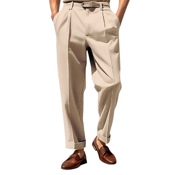 Mens Modern Fit Flat Front Dress Slacks in Khaki main image 0