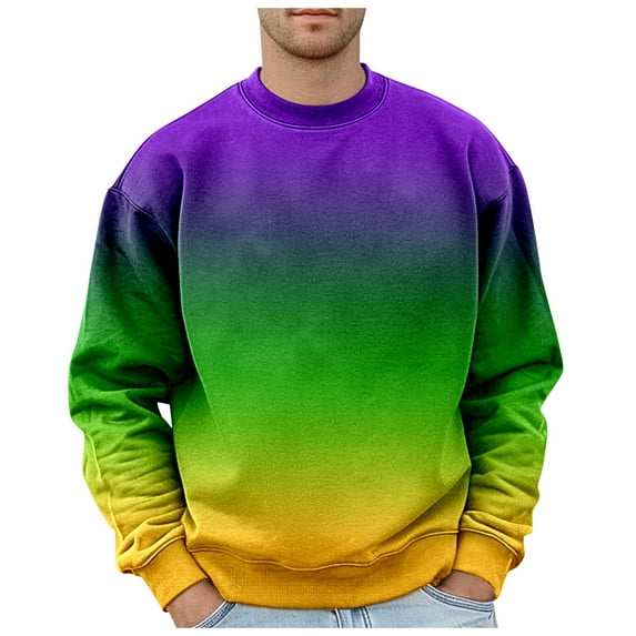 AWZXDE Men's Gradient Color Sweatshirt, Fashion Crewneck Pullover, Long Sleeve Casual Top for Outdoor Activities Light Green,M