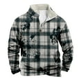 thumbnail image 1 of AWZXDE Men's Long Sleeve Plaid Half Zip Sweatshirt with Pockets, Warm Casual Pullover Grey,S, 1 of 3