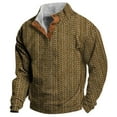 thumbnail image 1 of AWZXDE Men's Minimalist Western Retro Stand Collar with Buckle Detail Casual Fashion Pullover No Hood Sweatshirt Khaki,L, 1 of 2