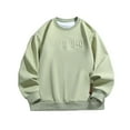 thumbnail image 1 of AWZXDE Men's Oversized Letter Print Sweatshirt, Drop Shoulder Crewneck Pullover, Comfortable Fall Top Light Green,XL, 1 of 4