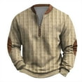 thumbnail image 1 of AWZXDE Men's Plaid Pattern Quarter Zip Sweatshirt, Casual Crewneck Pullover, Lightweight Fall Shirt Yellow,M, 1 of 2
