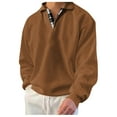 thumbnail image 1 of AWZXDE Men's Plaid Print Button Down Collar Sweatshirt, Fold Over Neck Pullover for Fall and Winter Coffee,M, 1 of 5