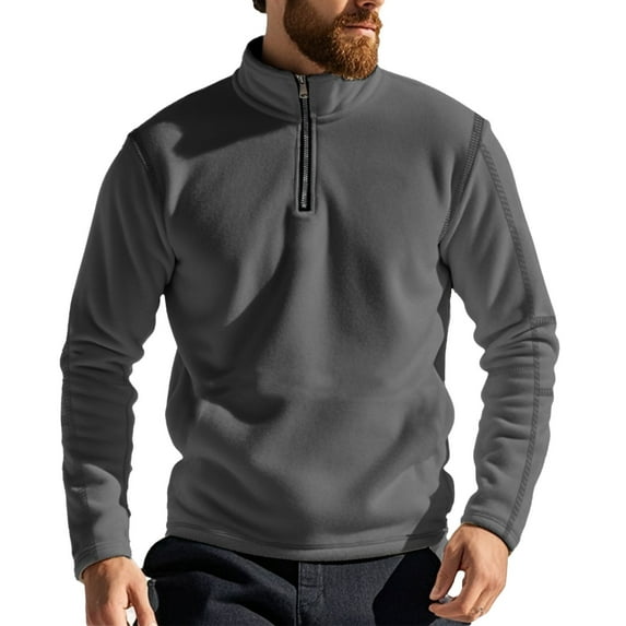 AWZXDE Men's Quarter Zip Stand Collar Sweatshirt for Outdoor, Lightweight Pullover, Hiking Climbing Top Grey,XXL