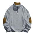 thumbnail image 1 of AWZXDE Men's Relaxed Half Zip Stand Collar Sweatshirt, Long Sleeve Outdoor Sport Pullover Grey,XXXL, 1 of 6