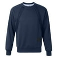 thumbnail image 1 of AWZXDE Men's Slim Fit Crewneck Sweatshirt, Solid Color Basic Pullover, Versatile Fall Winter Long Sleeve Top Blue,M, 1 of 3