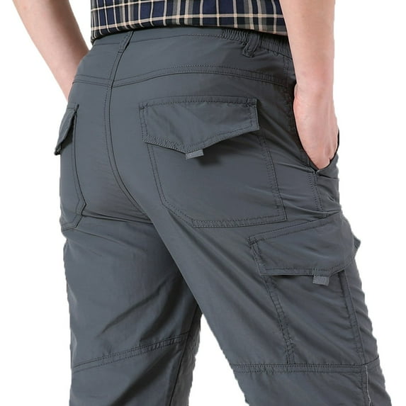 AWZXDE Men's Slim Fit Quick-Dry Athletic Pants with Drawstring & Pockets, Outdoor Sports Breathable Versatile Casual Trousers Grey,XXL