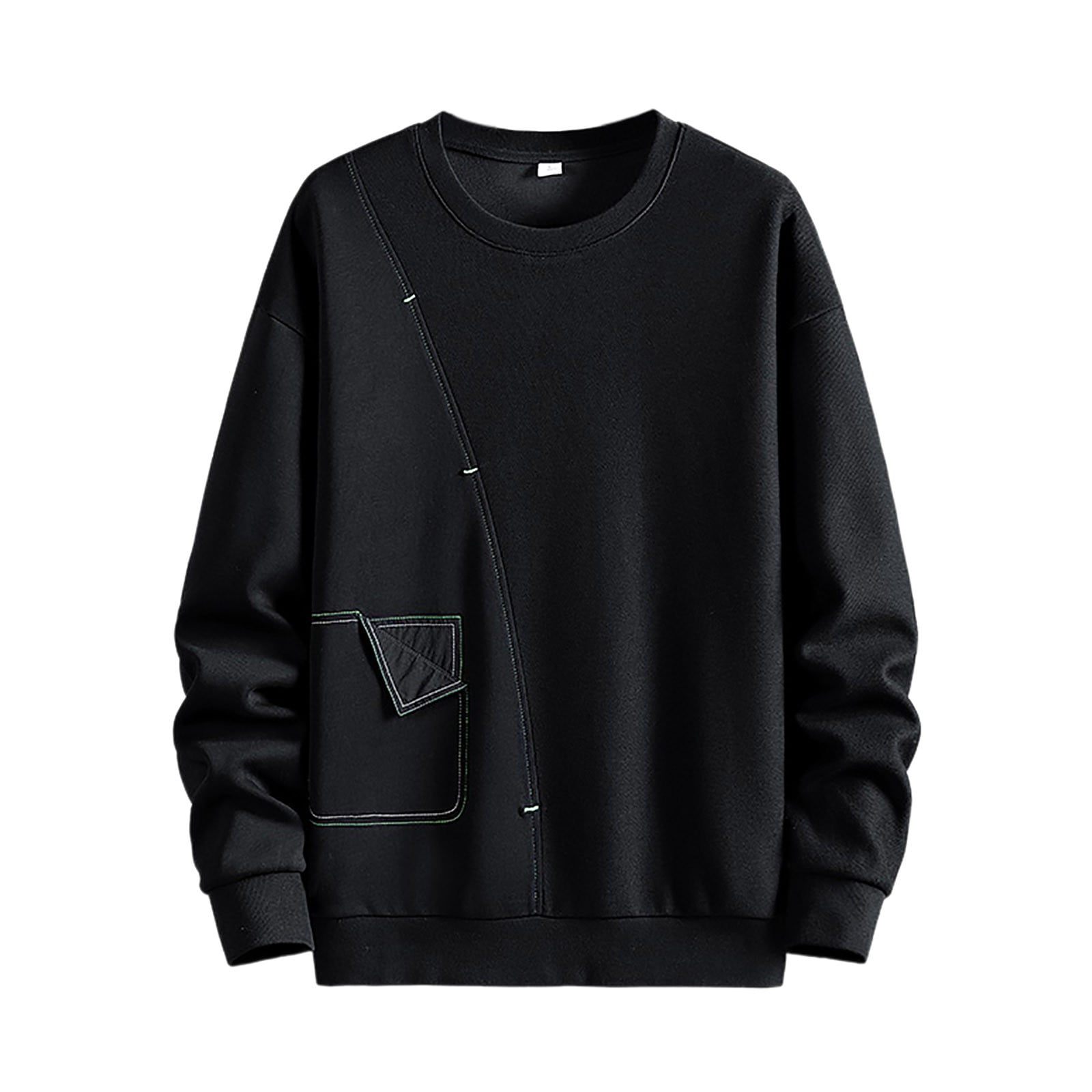AWZXDE Men's Solid Color Breathable Athletic Long Sleeve Round Neck ...