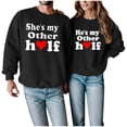 thumbnail image 1 of AWZXDE Men's Solid Color Casual Letter Print Pattern Athletic Style Couple Matching Pullover Sweatshirt Black,XL, 1 of 5