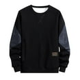 thumbnail image 1 of AWZXDE Men's Solid Color Contrast Crewneck Sweatshirt, Fashion Casual Long Sleeve Pullover Black,M, 1 of 6