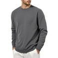 thumbnail image 1 of AWZXDE Men's Solid Color Crewneck Sweatshirt, Casual Home Wear Long Sleeve Pullover Dark Gray,M, 1 of 5