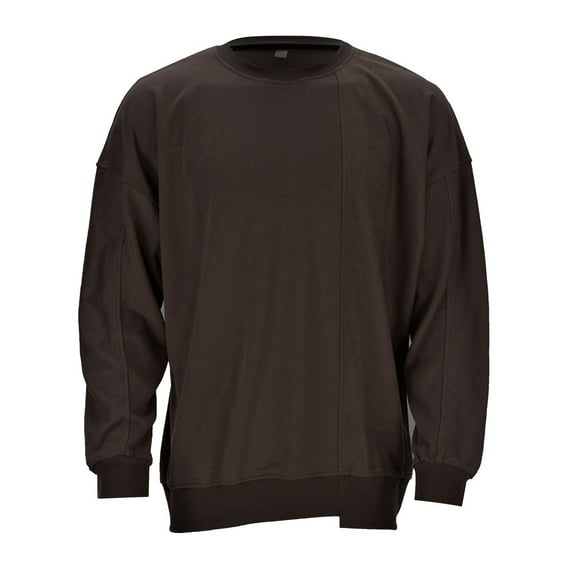 AWZXDE Men's Solid Color Crewneck Sweatshirt, Casual Versatile Long Sleeve Pullover Brown,M