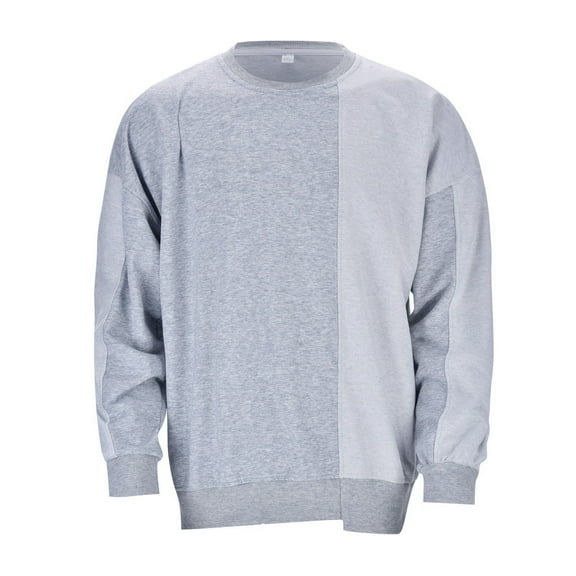 AWZXDE Men's Solid Color Crewneck Sweatshirt, Casual Versatile Long Sleeve Pullover Grey,L