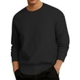 thumbnail image 1 of AWZXDE Men's Solid Color Crewneck Sweatshirt, Versatile Long Sleeve Pullover for Indoor and Outdoor Black,L, 1 of 4