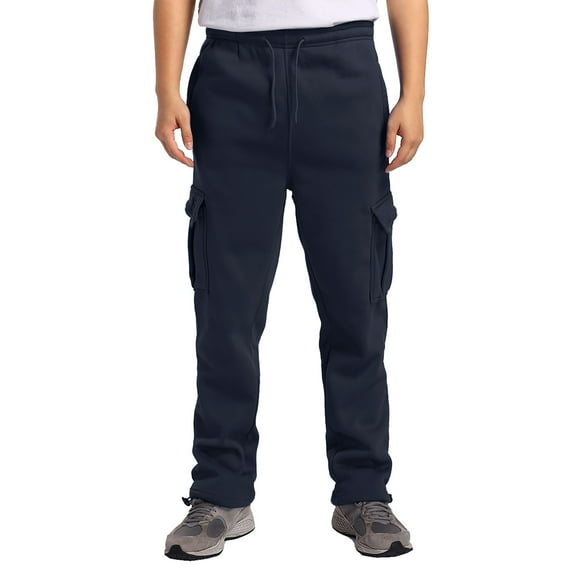 AWZXDE Men's Solid Color Drawstring Pants with Pockets, Slim Fit Casual Sports Daily Wear Long Trousers, Versatile & Comfortable Navy,M