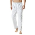 thumbnail image 1 of AWZXDE Men's Solid Color Elastic Waist Pants, Lightweight Stretchy Straight Leg Slim Fit Home Wear Comfort Trousers White,XXL, 1 of 8