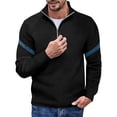 thumbnail image 1 of AWZXDE Men's Solid Color Half Zip Casual Sweatshirt, Versatile Long Sleeve Pullover Jacket Black,S, 1 of 4