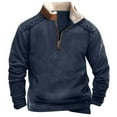 thumbnail image 1 of AWZXDE Men's Solid Color Half Zip Stand Collar Sweatshirt, Warm Casual Pullover No Hood Blue,XXXL, 1 of 4