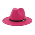 thumbnail image 1 of AWZXDE Men's Solid Color Leather Strap Fedora Hat, Handsome Jazz Style Fashion Cap Hot Pink,One Size, 1 of 1