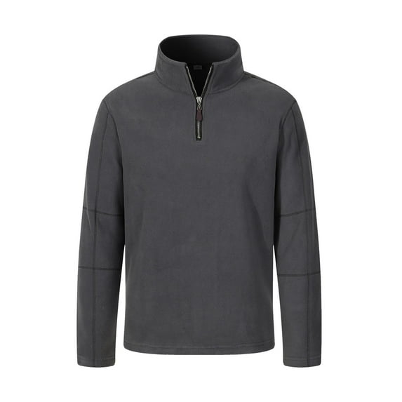 AWZXDE Men's Solid Color Longline Half Zip Stand Collar Sweatshirt, High Neck Pullover Grey,M