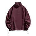 thumbnail image 1 of AWZXDE Men's Solid Color Relaxed Half Zip Stand Collar Sweatshirt with Pockets, Pullover Jacket Purple,M, 1 of 4