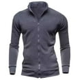 thumbnail image 1 of AWZXDE Men's Solid Color Zip Up Fold Collar Sweatshirt, Casual Sporty Long Sleeve Top GY2,XXXL, 1 of 3