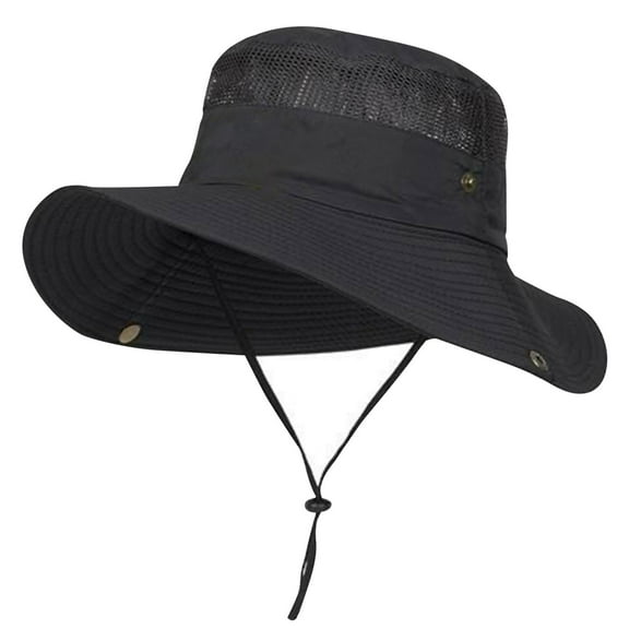 AWZXDE Men's Spring Summer Outdoor Foldable Sun Hat, Solid Color Fishing Cap for Hiking Black,One Size