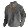 thumbnail image 1 of AWZXDE Men's Striped Detail Half Button Sweatshirt, Stand Collar Knit Pullover, Warm & Stylish Top Dark Purple,S, 1 of 2