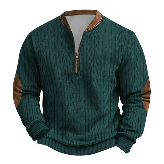 AWZXDE Men's Style Turtle Neck Sweater Oversized Fit Heavy Knit Pullover Top for Retro Fashion Winter Green,L