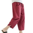 thumbnail image 1 of AWZXDE Men's Summer Cropped Pants Loose Fit Breathable Quick-Dry Beach Casual Eighth Trousers Red,M, 1 of 3