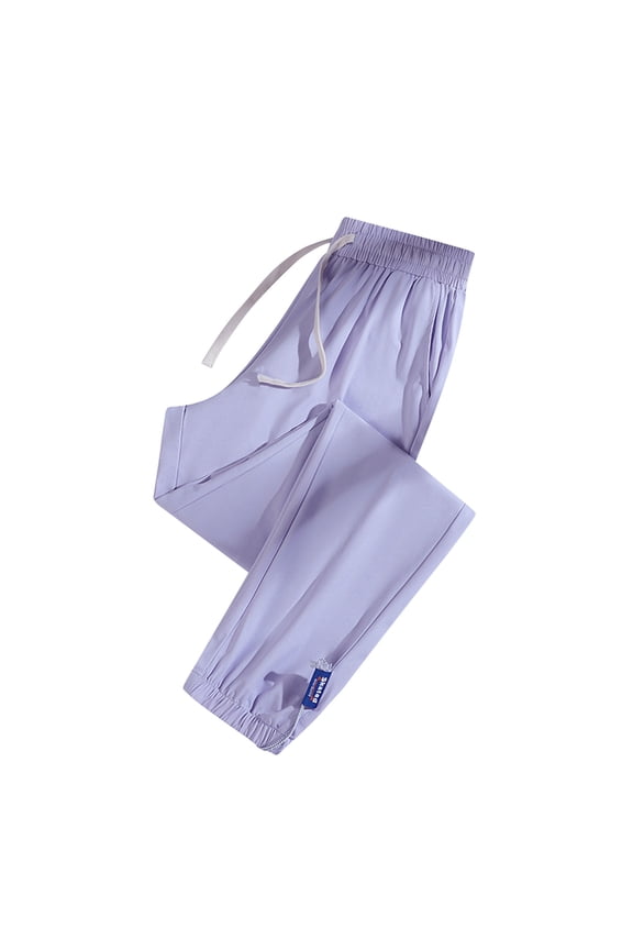 Men's Summer Lightweight Casual Joggers Soft Quick-Dry Breathable Pants with Drawstring Sweatpants for Hot Weather Light Purple,L