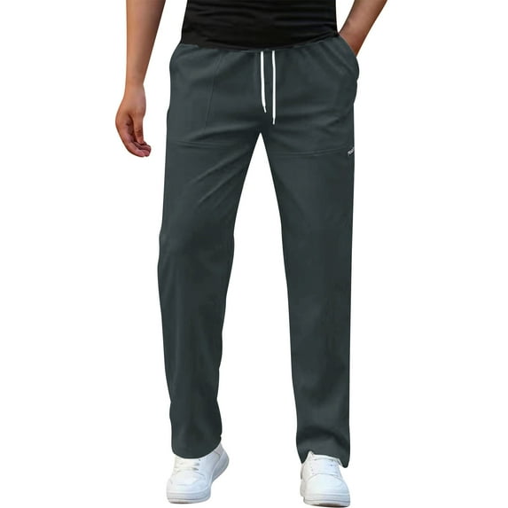 AWZXDE Men's Versatile Drawstring Waist Joggers with Pocket Outdoor Indoor Sweatpants for Walking Dark Gray,M