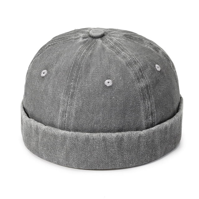 AWZXDE Men's Washed Denim Cap Retro Street Fashion Solid Color Summer Hat Lightweight Breathable Outdoor Casual Hop Style Headwear Grey,One Size