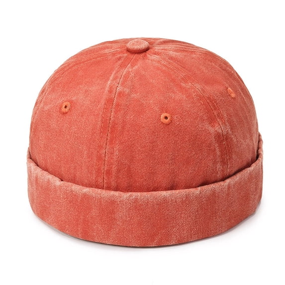 AWZXDE Men's Washed Denim Cap Retro Street Fashion Solid Color Summer Hat Lightweight Breathable Outdoor Casual Hop Style Headwear Orange,One Size