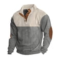 thumbnail image 1 of AWZXDE Men's Winter Half Button Two Tone Stand Collar Sweatshirt, Long Sleeve Pullover Grey,XXL, 1 of 6