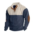 thumbnail image 1 of AWZXDE Men's Winter Half Button Two Tone Stand Collar Sweatshirt, Long Sleeve Pullover Navy,L, 1 of 6