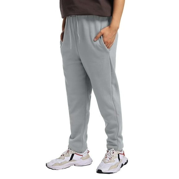 AWZXDE Men's Winter Solid Color Warm Thickened Pants, Drawstring Long Casual Sports Sweatpants, Cozy & Protective GY1,M