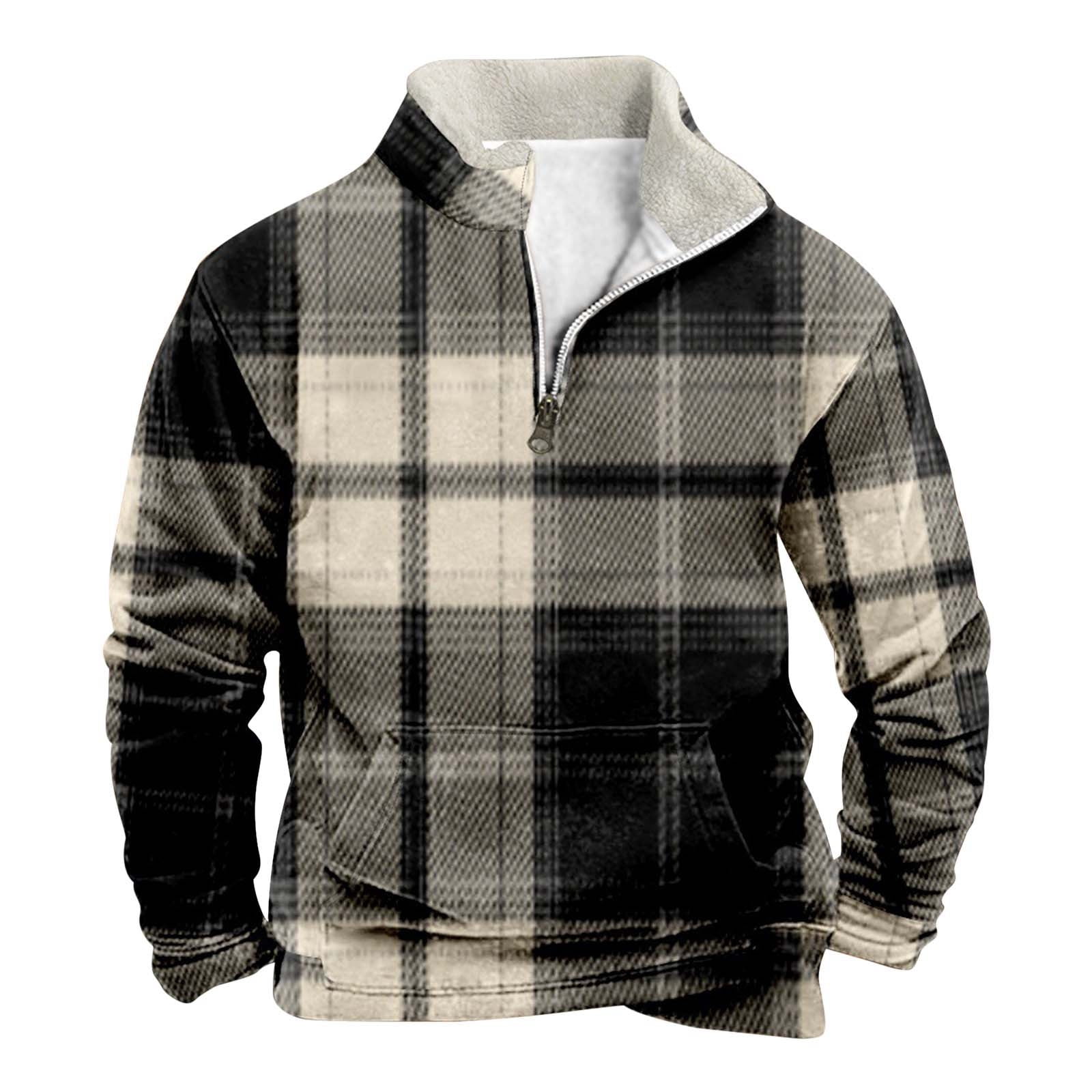 Plaid Print 1/4 Collar Sweatshirt