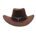 thumbnail image 1 of AWZXDE Mens Hats Pure Color Western Style Cowboy Top Hat for Jazz Performance Party and Fashion Clothing Accessory Coffee,M, 1 of 4