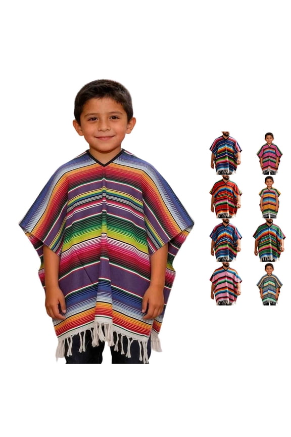 Mexican Traditional Style Shawl Wrap Reversible Warm Soft Fringe Blanket Poncho For Adults And Kids Shawl Top Purple,One Size