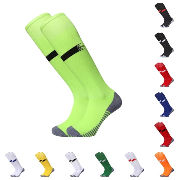 AWZXDE Mid Calf Pattern Socks Non Sole Grip Athletic Football Socks Breathableed Sports Socks for Youth Adult Team Game Training Light Green - 7-12 Years