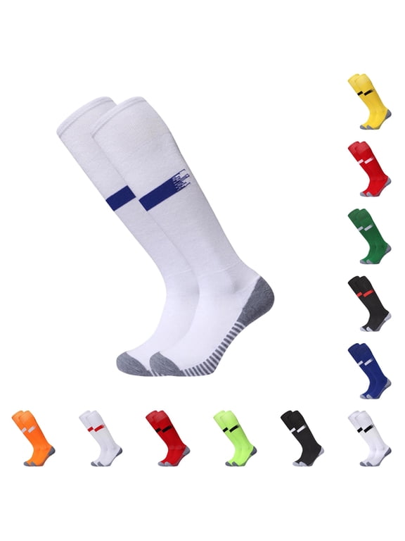 Mid Calf Pattern Socks Non Sole Grip Athletic Football Socks Breathableed Sports Socks for Youth Adult Team Game Training White2 - 7-12 Years