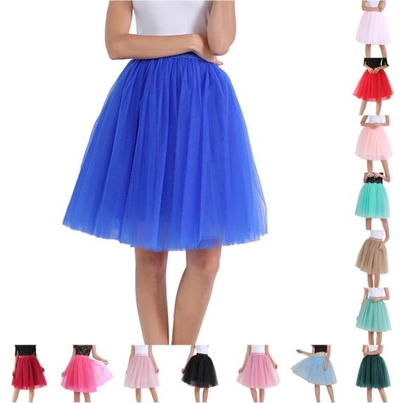 AWZXDE Midi Skirts for Women Solid Tulle Puffy Tutu Skirt Soft Casual Daily Leisure Party Half Skirt