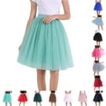 thumbnail image 1 of AWZXDE Midi Skirts for Women Solid Tulle Puffy Tutu Skirt Soft Casual Daily Leisure Party Half Skirt, 1 of 5