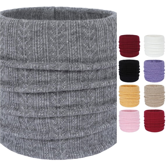AWZXDE Neck Warmer Men Neck Gaiter Women Scarf Winter Double Layer Thick Knit Loop Warm Windproof Grey