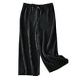 thumbnail image 1 of AWZXDE Pants Pleated Wide Leg Girls Loose Leisure Chiffon Long Trousers Comfortable Nine Parts Pants for Warm Weather Black,3-4 Years, 1 of 4