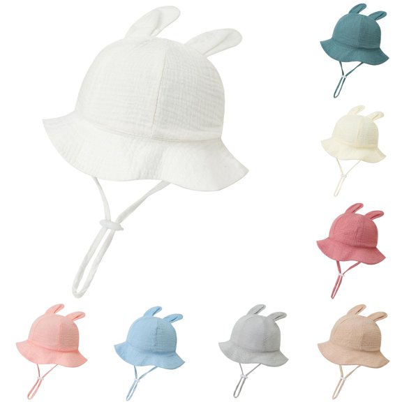 AWZXDE Pleated Rabbit Ear Printed Fisherman Sun Hat For Baby 0-12 Months