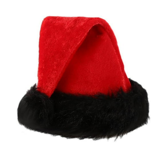 AWZXDE Red Christmas Santa Hat For Adults With Black Trim Winter Hat For Parties And Celebrations Red