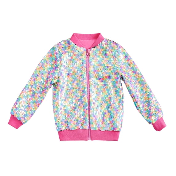 AWZXDE Shine Girls Baseball Jacket Soft Loose Fit Outerwear For Fall Casual Wear And School Multicolour